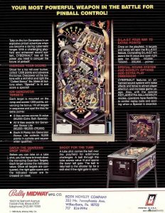 1985 Bally Cybernaut Pinball Flyer (back)